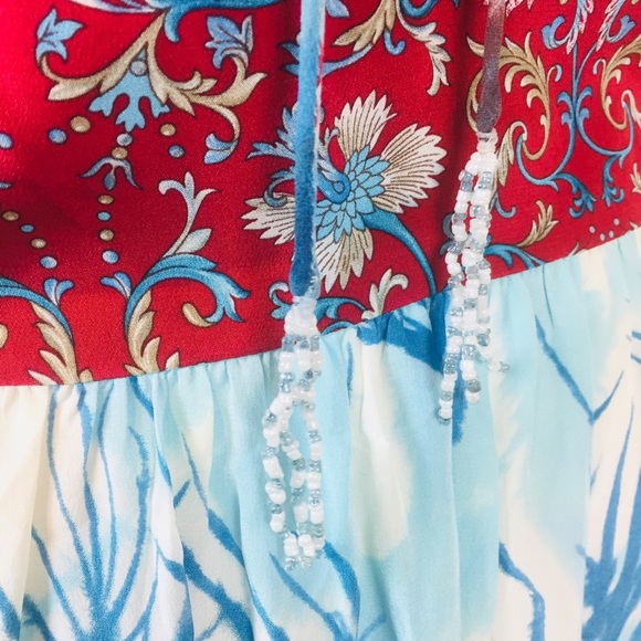 TRACY REESE Plenty Bohemian Silk Beaded Open Back Dress 4 SMALL Vintage 90s - Picture 8 of 13